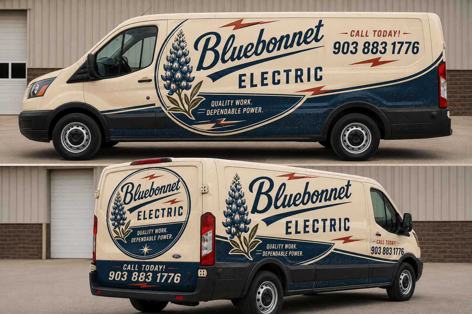 Bluebonnet Electric work van